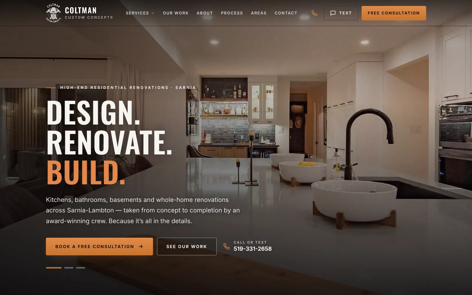 A Contractasite website for Coltman Custom Concepts